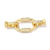 Oval Rectangle Rack Plating Brass Micro Pave Clear Cubic Zirconia Fold Over Clasps KK-A225-11G-1