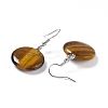 Natural Tiger Eye Flat Round Dangle Earrings EJEW-D188-03P-07-3