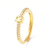 Clear Cubic Zirconia Initial Letter Adjustable Ring RJEW-C052-01G-R-1