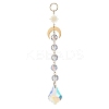 3Pcs Glass Teardrop Round Leaf Hanging Suncatchers Sets HJEW-JM04603-01-4