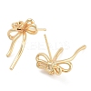 Bowknot Brass Pave Clear Cubic Zirconia Stud Earrings for Women EJEW-S216-02C-G-2