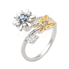 Brass Micro Pave Cubic Zirconia Rotating Cuff Rings for Women LS-RJEW-C132-06P-2