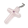 Natural Rose Quartz Cross Pendants KK-D021-04H-P-2