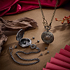 Vintage Alloy Flat Round Dragon Eye Pocket Watch with Brass Curb Chain AJEW-PH0007-67AB-4