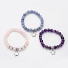 Natural Mixed Stone Beaded Star Charm Stretch Bracelets BJEW-JB01981-1