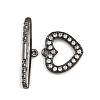 Heart Brass Micro Pave Clear Cubic Zirconia Toggle Clasps KK-G548-37-2