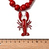 Plastic Lobster Pendant Beaded Necklaces with Alloy End Chains NJEW-D336-01G-6
