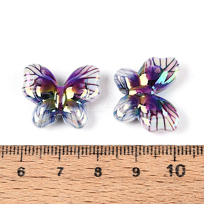 UV Plating Printed Opaque Acrylic Beads PACR-N017-05B-1
