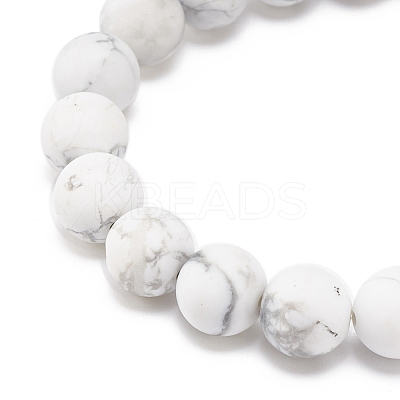 Synthetic Howlite & Weathered Agate(Dyed) Round Beaded Stretch Bracelet BJEW-JB08399-01-1