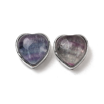Brass Pave Natural Fluorite Heart Multi-Strand Links G-B149-13P-04-1