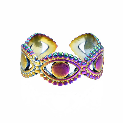 Evil Eye Lucky Cuff Rings RJEW-N038-023-1