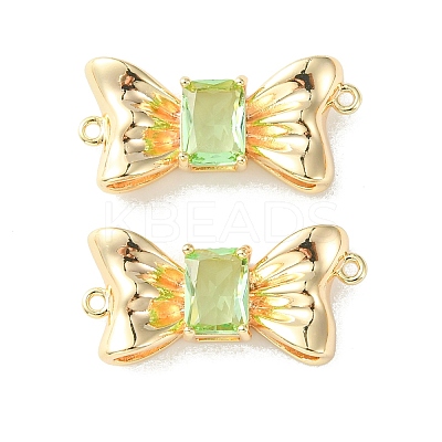 Brass Pave Cubic Zirconia Connector Charms KK-L208-01G-04-1