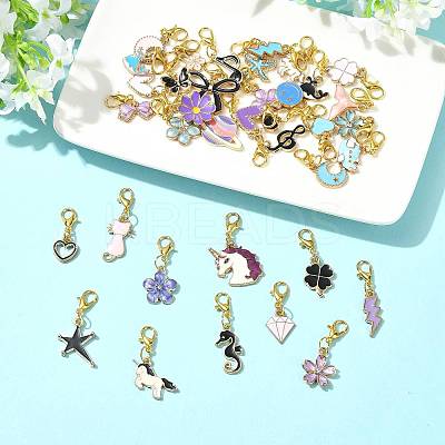 20Pcs 20 Styles Alloy Enamel Pendant Decorations HJEW-FS00047-1