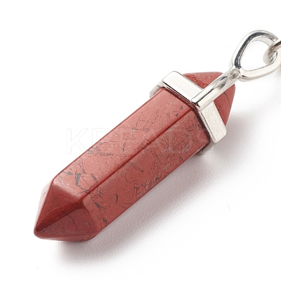 Natural Mixed Stone Double Terminal Pointed Pendants PALLOY-JF01776-1