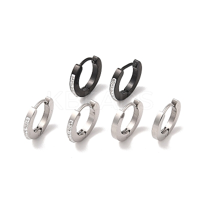 3 Pairs 3 Styles 304 Stainless Steel Clay Crystal Rhinestone Huggie Hoop Earrings for Women EJEW-K279-08A-P-1