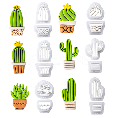 6 Sets 6 Styles Cactus Plastic Clay Pressed Molds Set TOOL-GF0003-40-1
