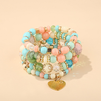 Boho Style Wood Beaded Stretch Bracelet Sets for Women WGE3C3B-21-1