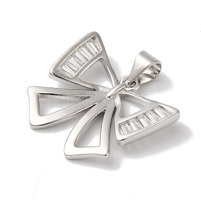 Rack Plating Brass Micro Pave Cubic Zirconia Pendants KK-B092-12P-1