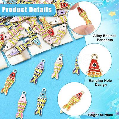 40Pcs 5 Colors Alloy Enamel Pendants ENAM-CJ0007-46-1