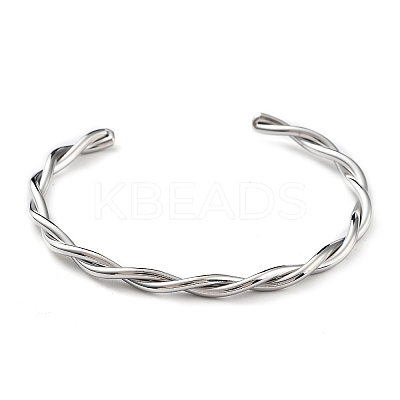 Non-Tarnish 304 Stainless Steel Twisted Rope Cuff Bangles for Women LS-BJEW-P296-01P-1