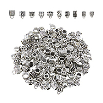 140pcs 14 style Tibetan Style Alloy Tube Bails TIBE-DC0001-13-1