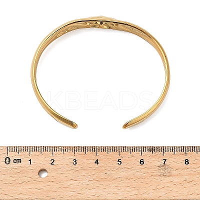 12MM 304 Stainless Steel Lotus Flower Cuff Bangles for Women LS-BJEW-P359-01G-1