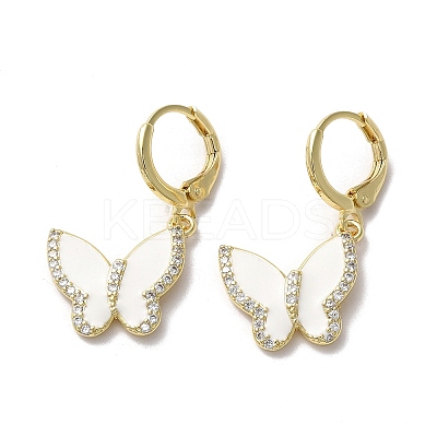 Butterfly Real 18K Gold Plated Brass Dangle Leverback Earrings EJEW-L268-035G-01-1