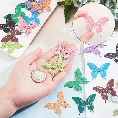 20Pcs 10 Colors Spray Painted 430 Stainless Steel Filigree Joiners Links STAS-UN0030-96-1
