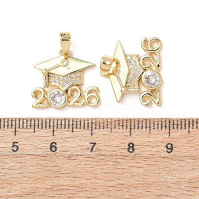 Brass Micro Pave Clear Cubic Zirconia Pendants X-KK-D223-01G-1