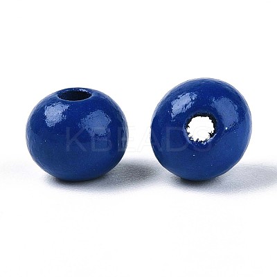 Spray Painted Round Natural Schima Wood Beads WOOD-A018-8mm-17-1