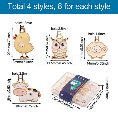 32Pcs 4 Style Alloy Enamel Pendants ENAM-BT0001-14-1