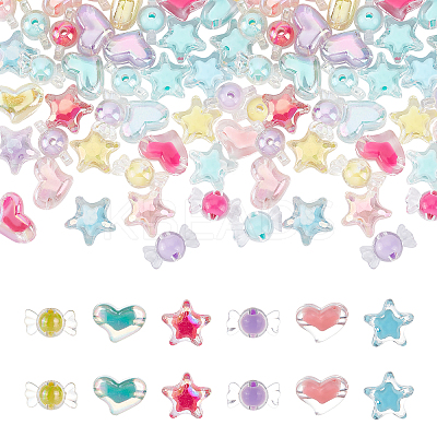 60Pcs 6 Style Transparent Acrylic Beads TACR-AR0001-04-1