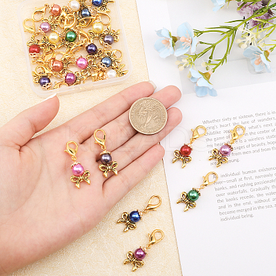 24Pcs 12 Colors Acrylic Imitation Pearl Pendant Decorations HJEW-CA0001-49-1