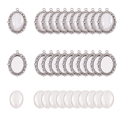 DIY Oval Alloy Pendant Making Kits DIY-YW0011-56-1