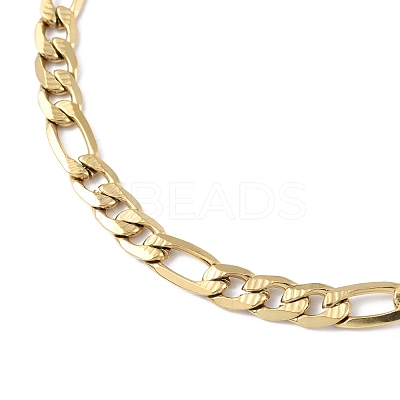 Ion Plating(IP) 304 Stainless Steel Figaro Chain Bracelets for Men Women BJEW-M293-08G-1