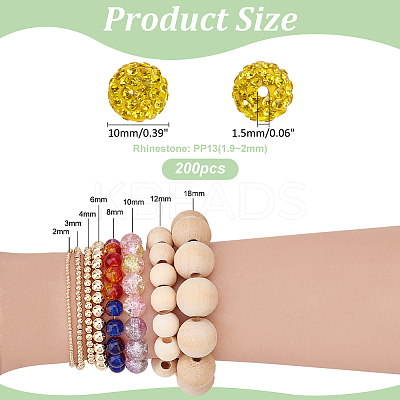 200Pcs Pave Disco Ball Beads RB-PH0001-41G-1