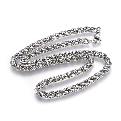 Non-Tarnish 304 Stainless Steel Wheat Chain Necklaces NJEW-F242-14P-B-1