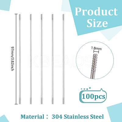 100Pcs 304 Stainless Steel Special Extended Rods for Ballpoint Pens FIND-FG0005-14B-1