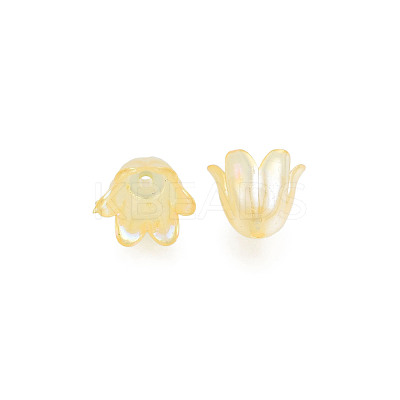 6-Petal Imitation Jelly Acrylic Bead Caps JACR-T002-02J-1