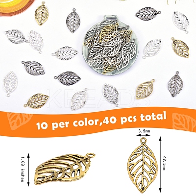 40Pcs 4 Colors Alloy Pendants PALLOY-SZ0001-28-1
