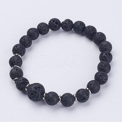 Natural Lava Rock Beads Stretch Bracelets BJEW-JB02852-1