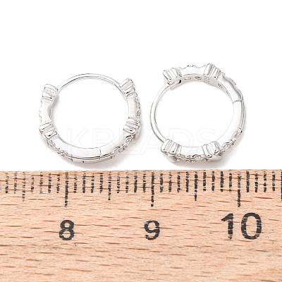 Ring with Letter X 925Sterling Silver Micro Pave Clear Cubic Zirconia Hoop Earrings for Women EJEW-K317-03P-1