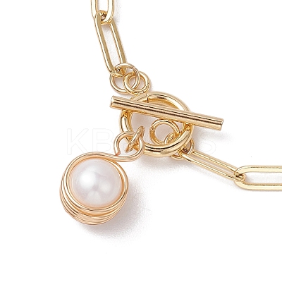 Potato Natural Freshwater Pearl Charm Bracelets BJEW-JB10651-1
