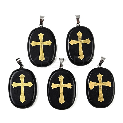 Natural Obsidian Pendants G-S392-01I-1