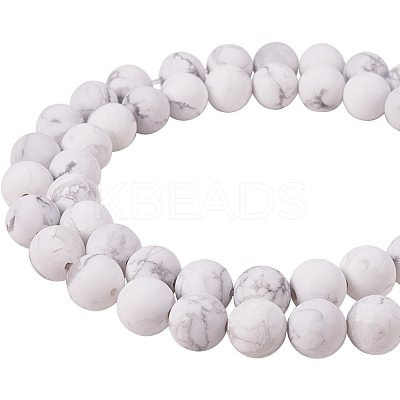 Frosted Natural Howlite Bead Strands G-PH0028-8mm-01-1