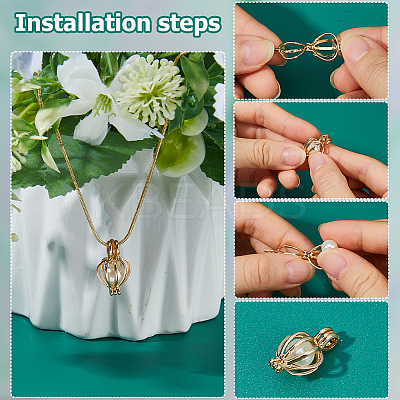 24Pcs 3 Styles Hollow Out Brass Alloy Bead Cage Pendants KK-HS0015-93-1