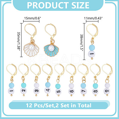 24Pcs Alloy Enamel Pendant Locking Stitch Markers HJEW-HY00116-1