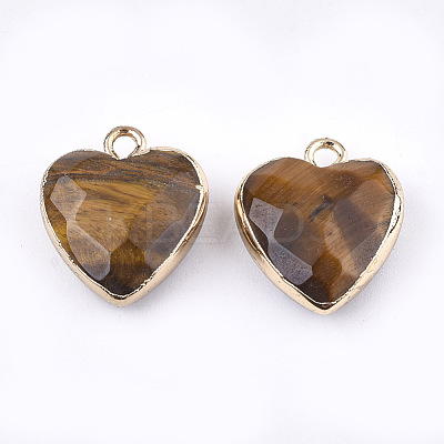 Electroplate Natural Tiger Eye Pendants G-T112-03E-1