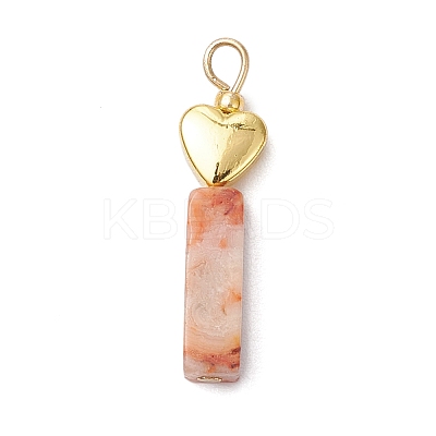 Natural Crazy Lace Agate/Map Stone/Flower Amazonite/Wood Lace Stone Rectangle Pendants PALLOY-JF02973-1
