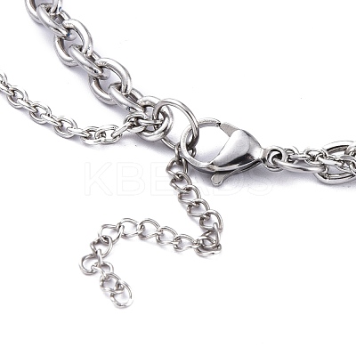 Non-Tarnish 304 Stainless Steel Double Layer Necklaces NJEW-M181-04P-1